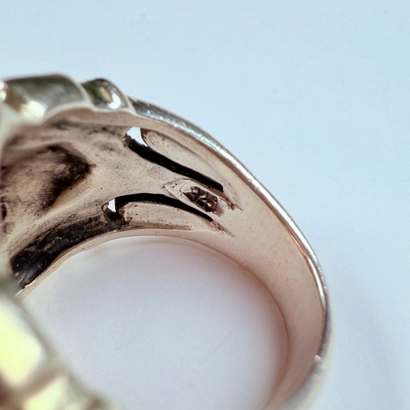 Vintage Large 21 CT Pink Cubic Zirconia CZ & Marcasite Sterling Silver 925 Ring - Picture 6 of 10